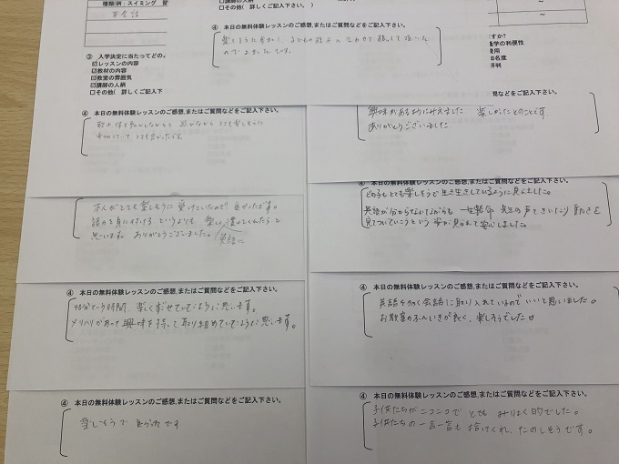 幼稚園教室保護者のみなさんのご感想