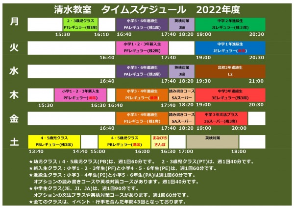 新・時間割2022年度♩