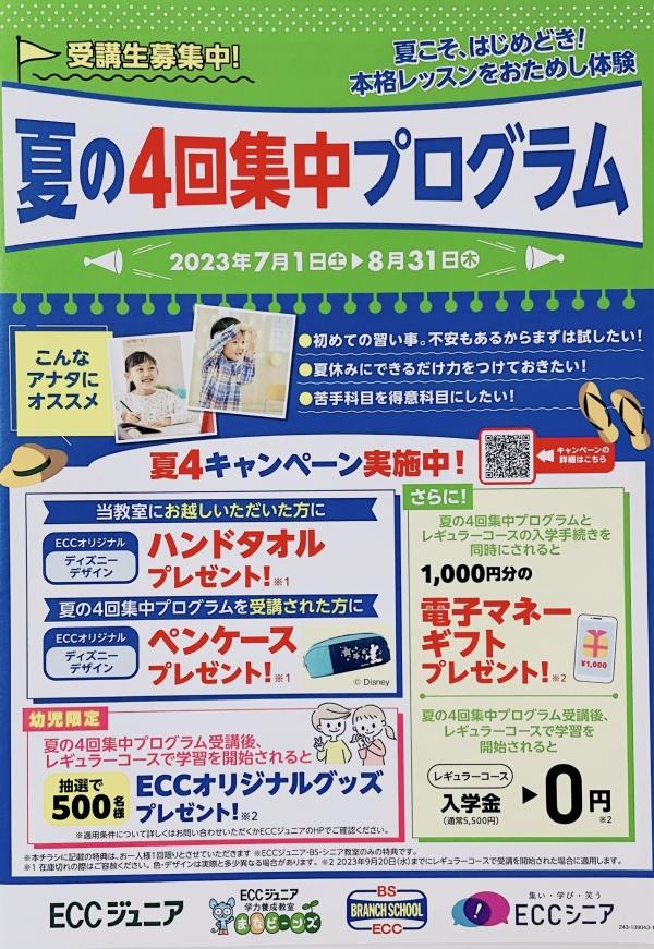 ☆2・3歳児☆年少クラス☆夏の4回集中プログラム受付中☆