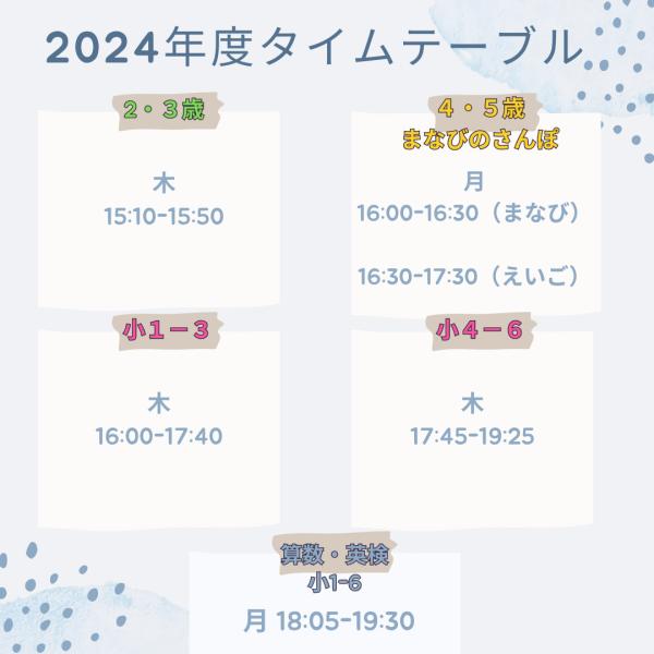 2024年度タイムテーブル