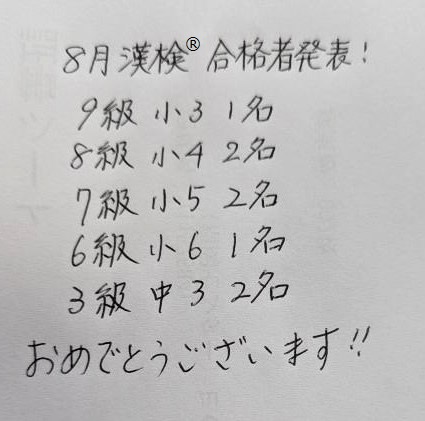 ht400633 8月漢検®の結果