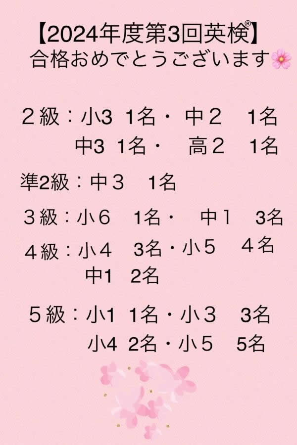 2024年度第3回英検®︎合格おめでとう！