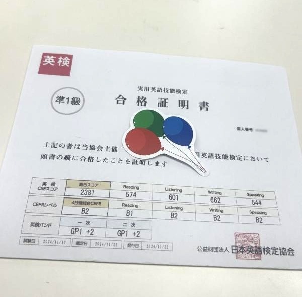 2024年度第2回英検®結果