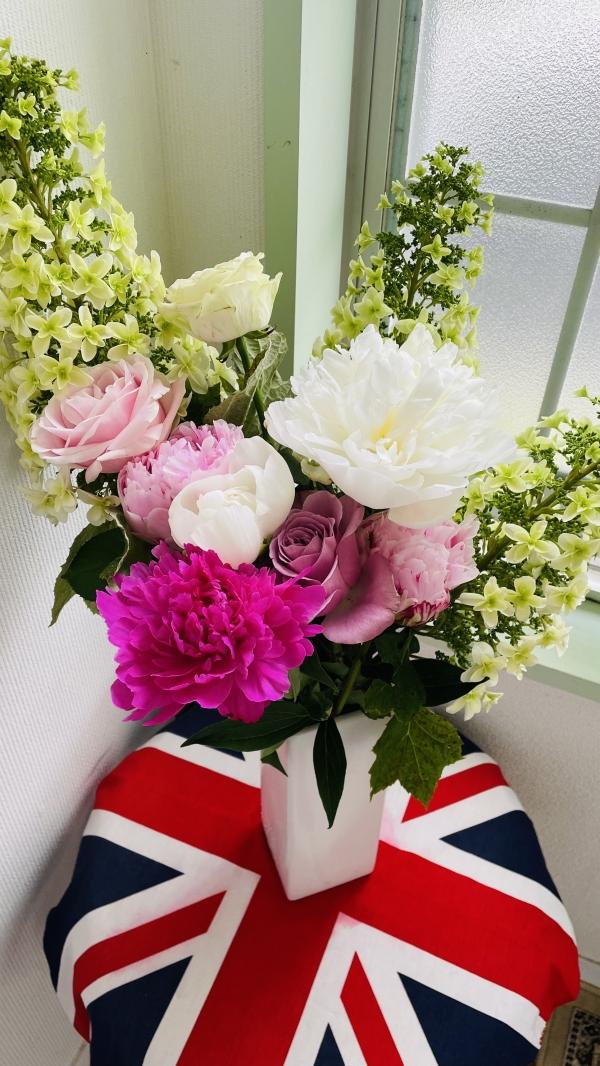 今日の玄関の花たち