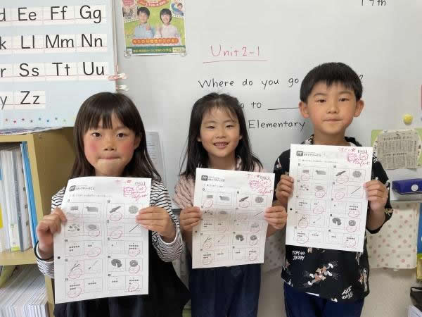 ht030126 ピカピカ小学1年生、初めてのボキャブラリーテスト皆んな満点！すごい☆ とっても頑張り屋さん 2025.5.19