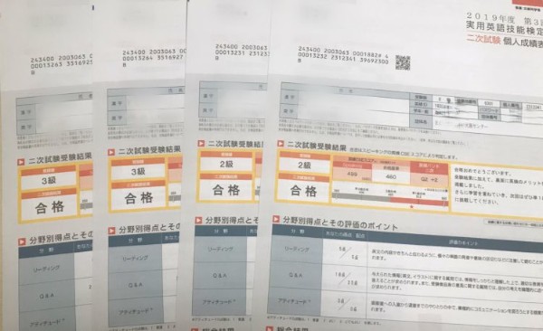 英検®︎二次結果が届きました！