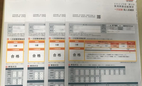 英検®︎合格おめでとう 2021年度第2回