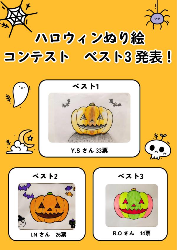 ぬり絵コンテスト　ベスト3発表！