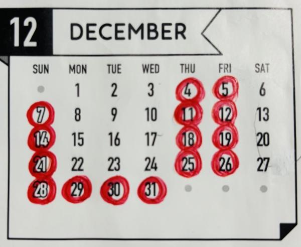 12月スケジュール