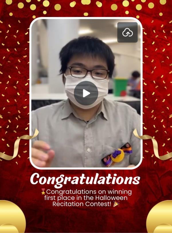 ハロウィン暗唱第一位発表！