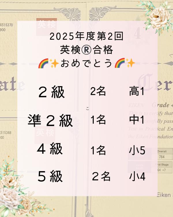 2025年度第2回英検®合格者②
