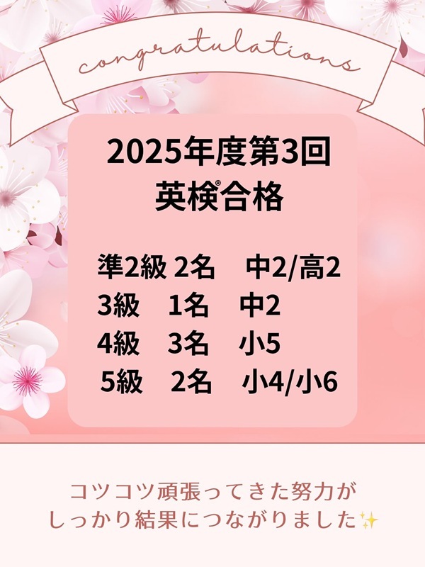 英検®合格おめでとう！