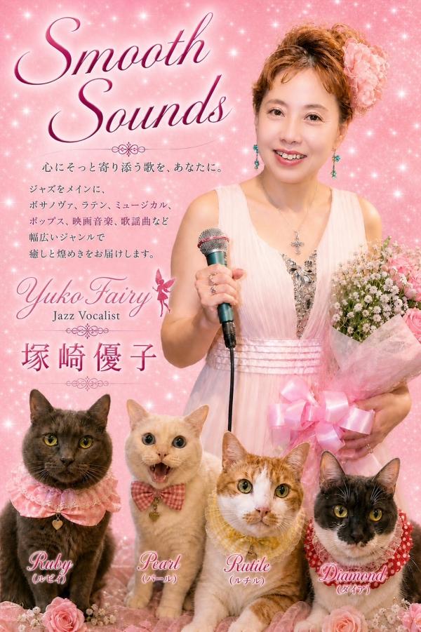 ht281330 講師　塚崎優子　＆愛猫Ruby , Pearl , Rutile ＆ Diamond ♪